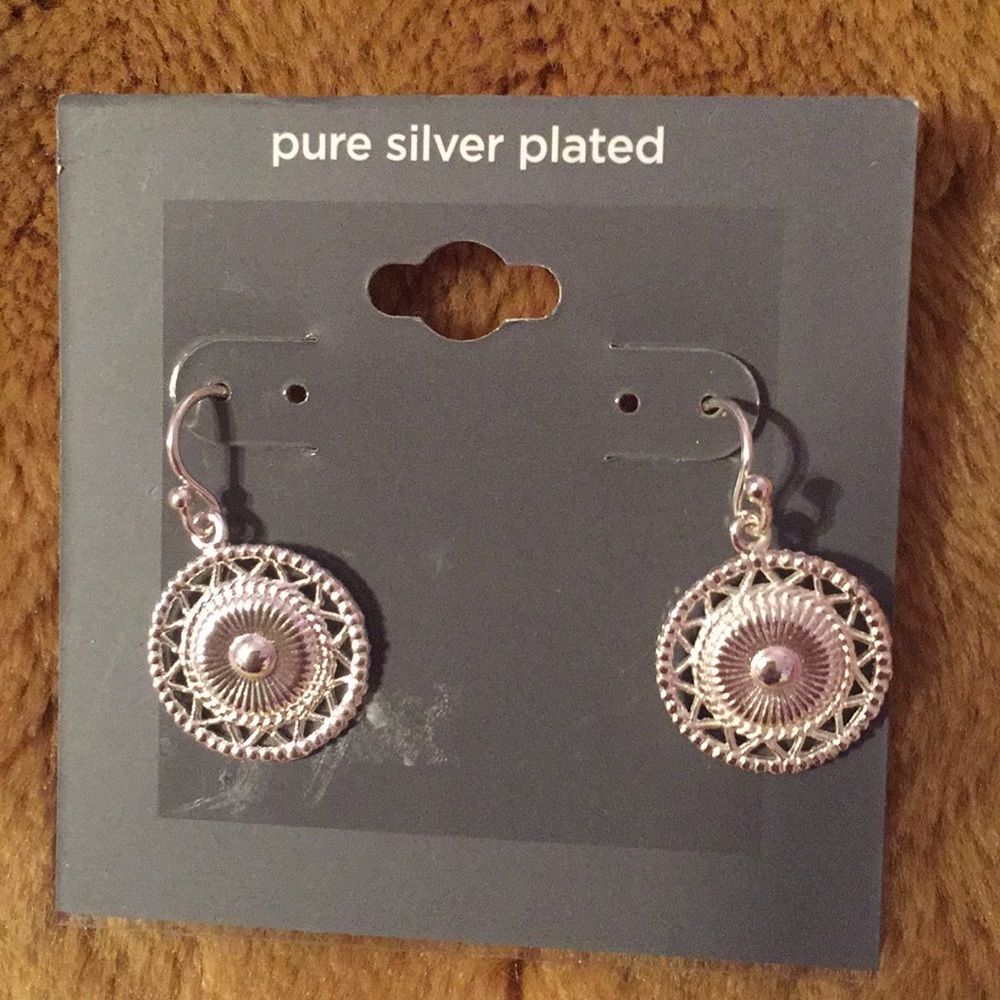 Pure silver plated wire earrings new